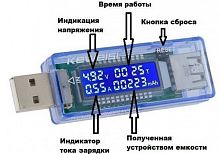 USB-тестер Keweisi KWS-V20 + нагрузочный резистор 1-2A с USB-разъемами от интернет магазина z-market.by