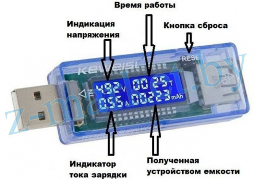 USB-тестер Keweisi KWS-V20 + нагрузочный резистор 1-2A с USB-разъемами в Гомеле, Минске, Могилеве, Витебске.