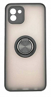 Чехол для Samsung A03, A035F матовый с цветной рамкой, черный, держатель под палец, магнит от интернет магазина z-market.by