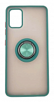 Чехол для Samsung A51, A515, M40S, матовый с цветной рамкой, зеленый, держатель под палец, магнит от интернет магазина z-market.by