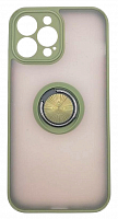Чехол для iPhone 13 Pro Max матовый с цветной рамкой, хаки, держатель под палец, магнит, CA-22 от интернет магазина z-market.by