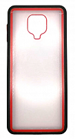 Чехол для Xiaomi Redmi Note 9S, Note 9 Pro, Pro Max, Poco M2 Pro прозрач. цвет. рамкой, красн-черн от интернет магазина z-market.by