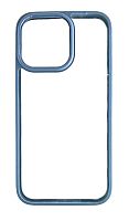 Чехол для iPhone 13 Pro Profit Bright series прозрачный с цветной рамкой, синий от интернет магазина z-market.by