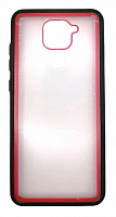 Чехол для Xiaomi Redmi Note 9 прозрачный с цветной рамкой, красно-чёрный от интернет магазина z-market.by