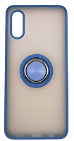 Чехол для Samsung A02, A022, M02 матовый с цветной рамкой, синий, держатель под палец, магнит от интернет магазина z-market.by