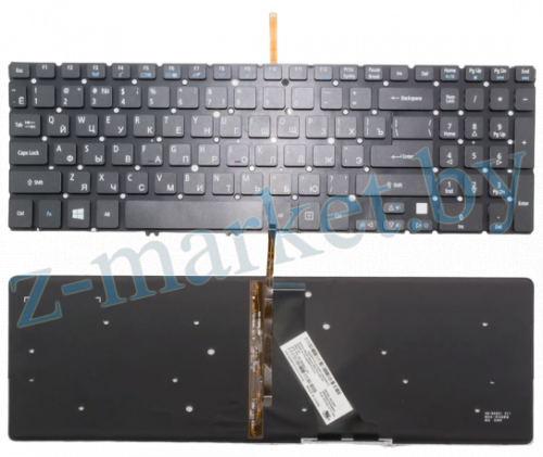 Клавиатура Acer V5-571 без рамки с подсветкой черная в Гомеле, Минске, Могилеве, Витебске.