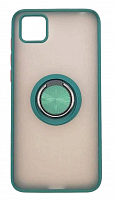 Чехол для Huawei Y5P 2020, Honor 9S матовый с цветной рамкой, зеленый,  держатель под палец, магнит от интернет магазина z-market.by