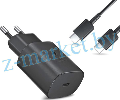 Зарядное устройство для Samsung (25W) + кабель Type-C-Type-C, черное в Гомеле, Минске, Могилеве, Витебске.