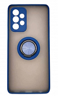 Чехол для Samsung A52, A525, A52S матовый с цветной рамкой, синий, держатель под палец, магнит от интернет магазина z-market.by