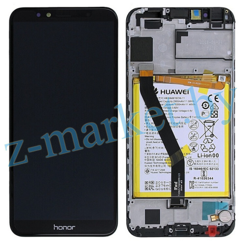 Модуль для Huawei Honor 7С, 100% оригинал (дисплей с тачскрином в раме + АКБ), черный в Гомеле, Минске, Могилеве, Витебске.