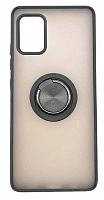 Чехол для Samsung A51, A515, M40S, матовый с цветной рамкой, черный, держатель под палец, магнит от интернет магазина z-market.by
