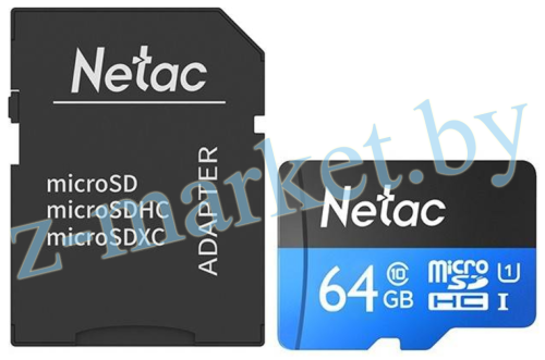Карта памяти Netac P500 Standard 64GB NT02P500STN-064G-R + Adapter в Гомеле, Минске, Могилеве, Витебске.
