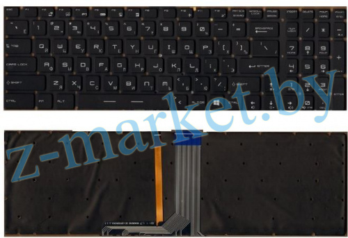 Клавиатура MSI GS60, GS70, GP62, GL72, GE72, GT72 черная, без рамки, подсветка цветная (RGB) в Гомеле, Минске, Могилеве, Витебске.