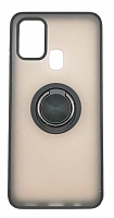 Чехол для Samsung M31, M315, матовый с цветной рамкой, черный, держатель под палец, магнит от интернет магазина z-market.by